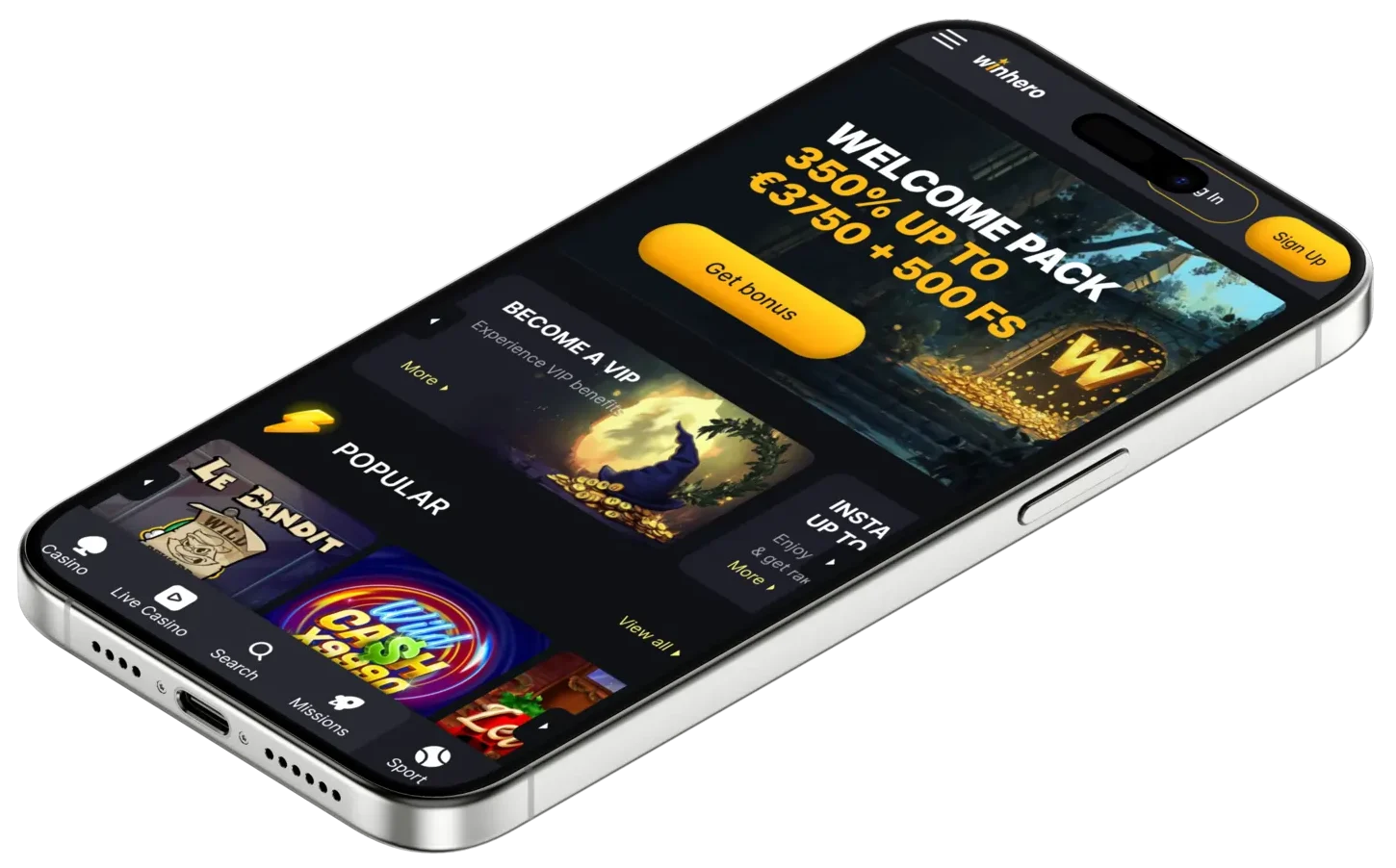 Winhero app og mobil casino – iOS og Android