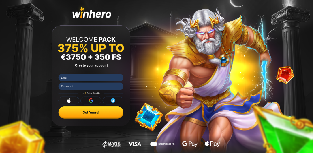 Winhero lobby og kampagner – eksempel på startside